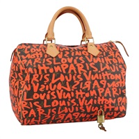 【原宿店限定】ルイ・ヴィトン LOUIS VUITTON スピーディ30 ハンドバッグ モノグラムグラフィティ オレンジ M93705 レディース 104195SA