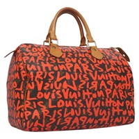 【原宿店限定】ルイ・ヴィトン LOUIS VUITTON スピーディ30 ハンドバッグ モノグラムグラフィティ オレンジ M93705 レディース 114571A