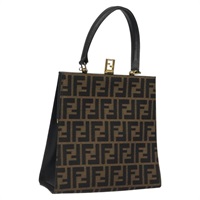 【原宿店限定】フェンディ FENDI ハンドバッグ ズッカキャンバス ブラウン ブラック レディース BD1571V