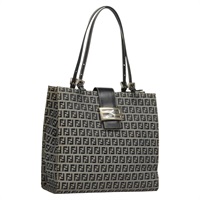 【原宿店限定】フェンディ FENDI トートバッグ ズッキーノキャンバス ネイビー シルバー レディース BA886V