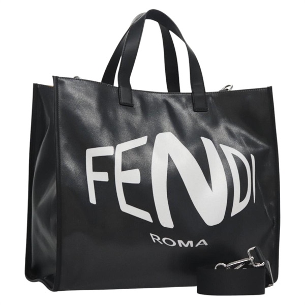 【原宿店限定】フェンディ FENDI トートバッグ コーティングキャンバス 2way ブラック シルバー レディース MY167V