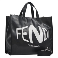 【原宿店限定】フェンディ FENDI トートバッグ コーティングキャンバス 2way ブラック シルバー レディース MY167V