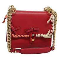 【原宿店限定】フェンディ FENDI ショルダーバッグ ミニキャナイ チェーン レザー レッド レディース bs22672V