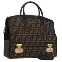 【原宿店限定】フェンディ FENDI ハンドバッグ ズッカキャンバス 2way ブラウン ブラック レディース 113513V