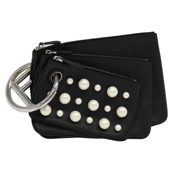 【原宿店限定】フェンディ FENDI トリプレット クラッチバッグ レザー ブラック レディース 110887V