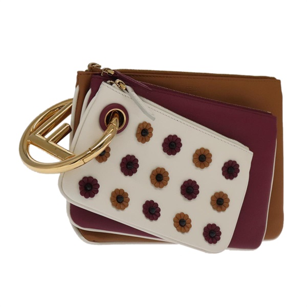【原宿店限定】フェンディ FENDI トリプレット クラッチバッグ レザー ブラウン パープル レディース 106719V