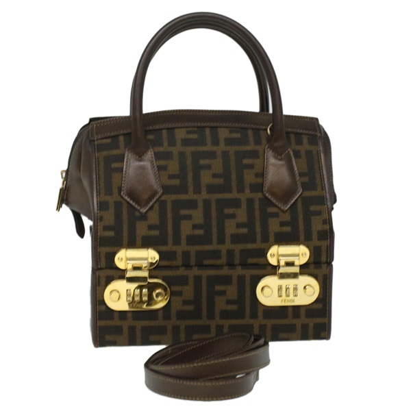 【原宿店限定】フェンディ FENDI ハンドバッグ ズッカキャンバス 2way ブラウン ブラック レディース am3888AV