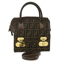 【原宿店限定】フェンディ FENDI ハンドバッグ ズッカキャンバス 2way ブラウン ブラック レディース am3888AV