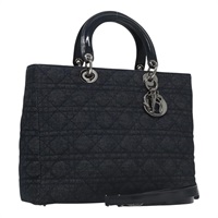 【原宿店限定】クリスチャンディオール Christian Dior カナージュ ハンドバッグ キャンバス 2way ネイビー シルバー レディース FF4276SV