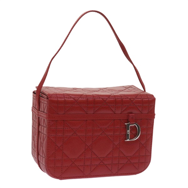 【原宿店限定】クリスチャンディオール Christian Dior 化粧ポーチ カナージュ バニティ レザー レッド レディース hk1134V