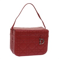 【原宿店限定】クリスチャンディオール Christian Dior 化粧ポーチ カナージュ バニティ レザー レッド レディース hk1134V