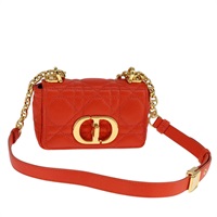 【原宿店限定】クリスチャンディオール Christian Dior カナージュ ショルダーバッグ カロ マイクロ チェーン レザー オレンジ レディース 108920AM