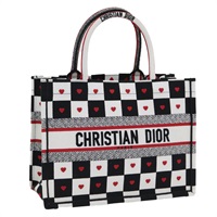 【原宿店限定】クリスチャンディオール Christian Dior ブックトート トートバッグ ディオールアムール キャンバス ブラック ホワイト レディース 85927AM