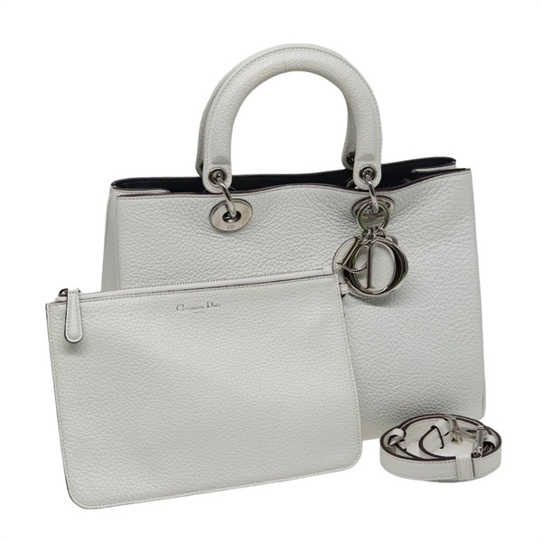 【原宿店限定】クリスチャンディオール Christian Dior ハンドバッグ ディオリッシモ レザー 2way ホワイト レディース am6412AV