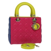 【原宿店限定】クリスチャンディオール Christian Dior ハンドバッグ レディディオール カナージュ ラムスキン ブルー ピンク レディース 70762SV
