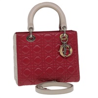 【原宿店限定】クリスチャンディオール Christian Dior ハンドバッグ レディディオール カナージュミディアム ラムスキン レッド ホワイト レディース 29502AV