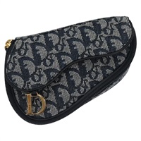 【原宿店限定】クリスチャンディオール Christian Dior ポーチ トロッターキャンバス サドルポーチ ネイビー ゴールド レディース EC240V