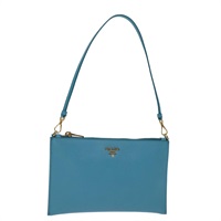 【原宿店限定】プラダ PRADA アクセサリーポーチ サフィアーノレザー ブルー レディース 71575A