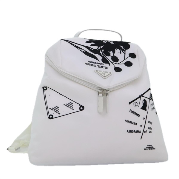【原宿店限定】プラダ PRADA バックパック ナイロン ホワイト シルバー 1BZ072 レディース 91414AV