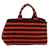 【原宿店限定】プラダ PRADA カナパGM ハンドバッグ キャンバス ブラック オレンジ レディース 98112V