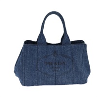【原宿店限定】プラダ PRADA カナパ MM ハンドバッグ デニム ブルー ゴールド レディース yk15254V