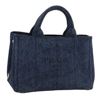 【原宿店限定】プラダ PRADA カナパ PM ハンドバッグ デニム ブルー ゴールド レディース am7316V
