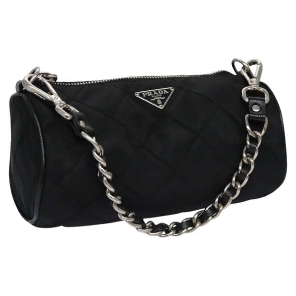 【原宿店限定】プラダ PRADA ハンドバッグ チェーン ナイロン ブラック シルバー レディース mr1081V