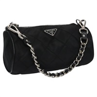【原宿店限定】プラダ PRADA ハンドバッグ チェーン ナイロン ブラック シルバー レディース mr1081V