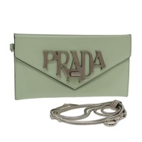 【原宿店限定】プラダ PRADA 長財布 チェーン レザー ペパーミント シルバー レディース 94192