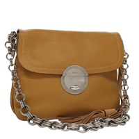 【原宿店限定】プラダ PRADA ショルダーバッグ チェーン レザー ベージュ シルバー レディース 103084V