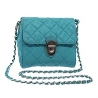 【原宿店限定】プラダ PRADA ショルダーバッグ チェーン ナイロン ターコイズブルー シルバー レディース 86958V