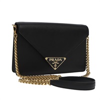【原宿店限定】プラダ PRADA ショルダーバッグ チェーン サフィアーノレザー ゴールド ブラック レディース 91020SV