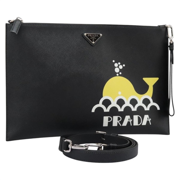 【原宿店限定】プラダ PRADA クラッチバッグ レザー 2way ブラック レディース PP352AV