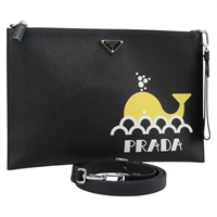 【原宿店限定】プラダ PRADA クラッチバッグ レザー 2way ブラック レディース PP352AV