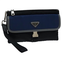 【原宿店限定】プラダ PRADA クラッチバッグ ナイロン ブラック シルバー レディース 96653V