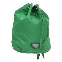 【原宿店限定】プラダ PRADA 巾着ポーチ ポーチ ナイロン グリーン シルバー レディース 86300V