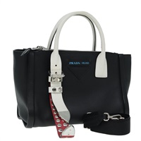 【原宿店限定】プラダ PRADA ハンドバッグ レザー 2way ブラック ホワイト レディース 88091V