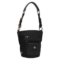 【原宿店限定】プラダ PRADA ハンドバッグ ナイロン レザー ブラック ゴールド レディース EC817V