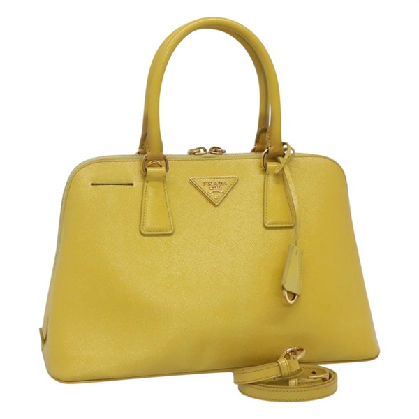 【原宿店限定】プラダ PRADA ハンドバッグ サフィアーノレザー 2way ゴールド イエロー レディース PP164