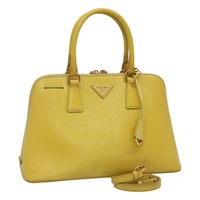 【原宿店限定】プラダ PRADA ハンドバッグ サフィアーノレザー 2way ゴールド イエロー レディース PP164
