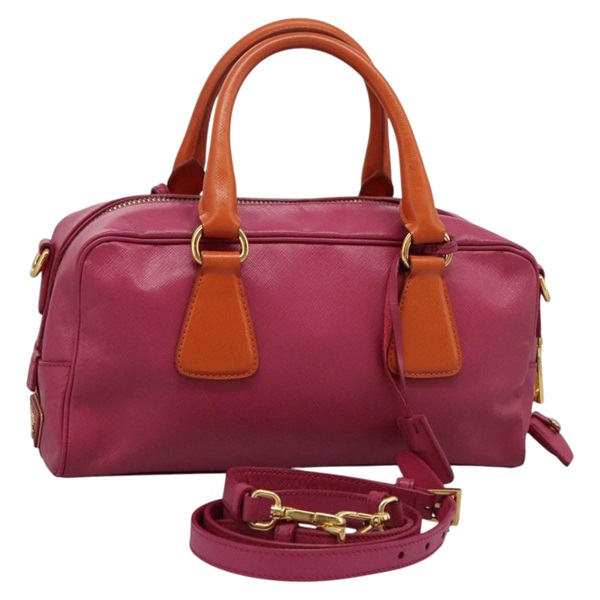 【原宿店限定】プラダ PRADA ハンドバッグ サフィアーノレザー 2way ピンク ゴールド レディース EC766V