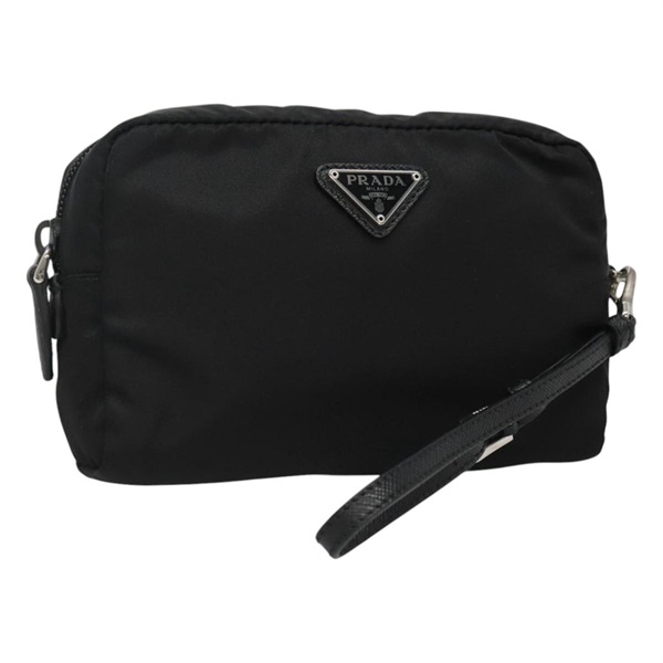 【原宿店限定】プラダ PRADA ポーチ ナイロン ブラック シルバー レディース am7756