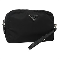 【原宿店限定】プラダ PRADA ポーチ ナイロン ブラック シルバー レディース am7756