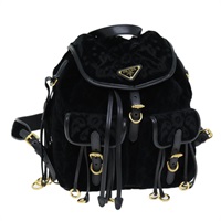 【原宿店限定】プラダ PRADA バックパック キルティング ベロア ブラック レディース 73128AV