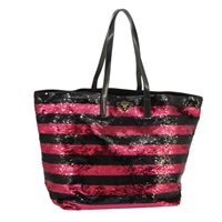 【原宿店限定】プラダ PRADA トートバッグ スパンコール ナイロン ブラック レッド レディース 98375A