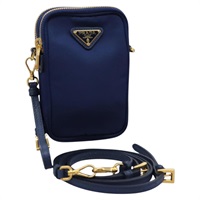 【原宿店限定】プラダ PRADA ショルダーバッグ ナイロン ブルー ゴールド レディース KD114V