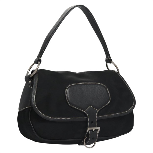 【原宿店限定】プラダ PRADA ショルダーバッグ ナイロン レザー ブラック シルバー レディース yk17421V