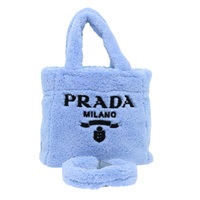 【原宿店限定】プラダ PRADA ハンドバッグ テリー 2way ライトブルー ブラック レディース 47188AV