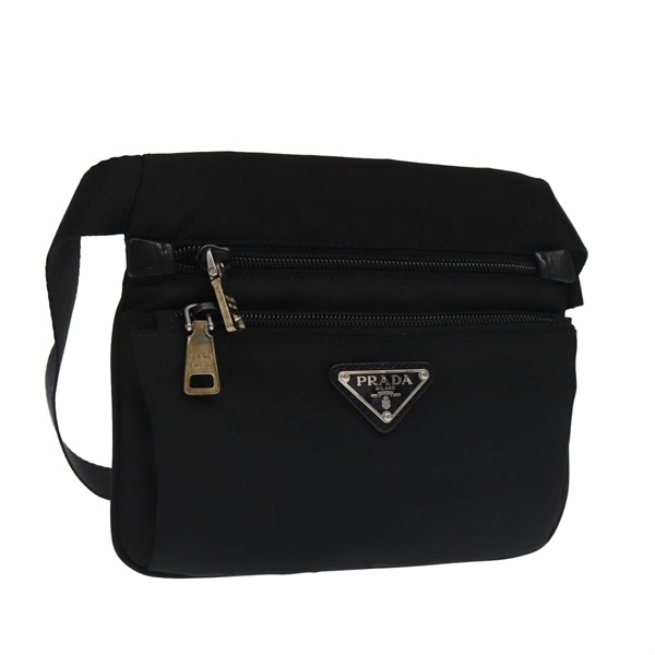 【原宿店限定】プラダ PRADA ウエストバッグ ナイロン ブラック シルバー レディース 101292AV
