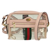 【原宿店限定】グッチ GUCCI ショルダーバッグ ウェブシェリーライン ビニール クリア レッド 517350 レディース ki5631AV